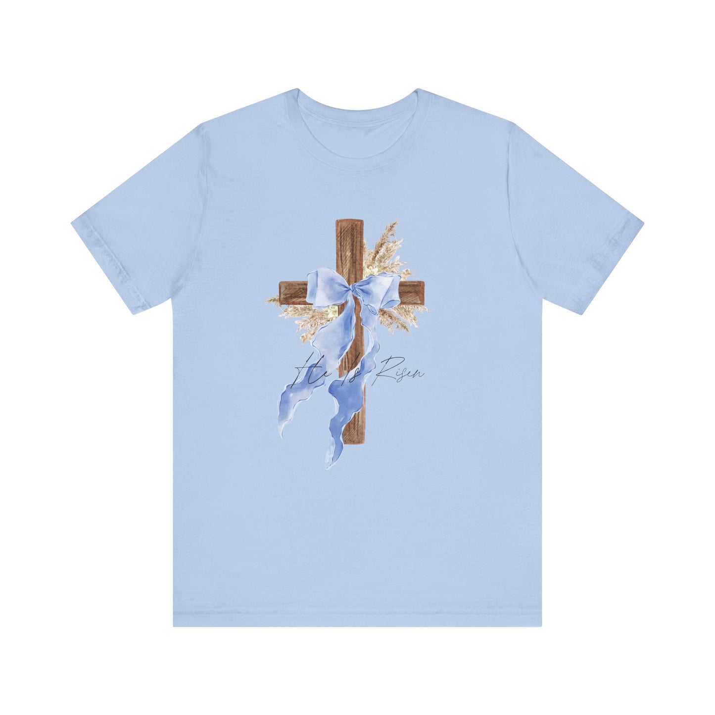 Faith-Inspired Unisex Tee with Cross and Ribbon, Easter Apparel, Christian Apparel, Church Outfit, Religious Tee, Casual Faith Wear