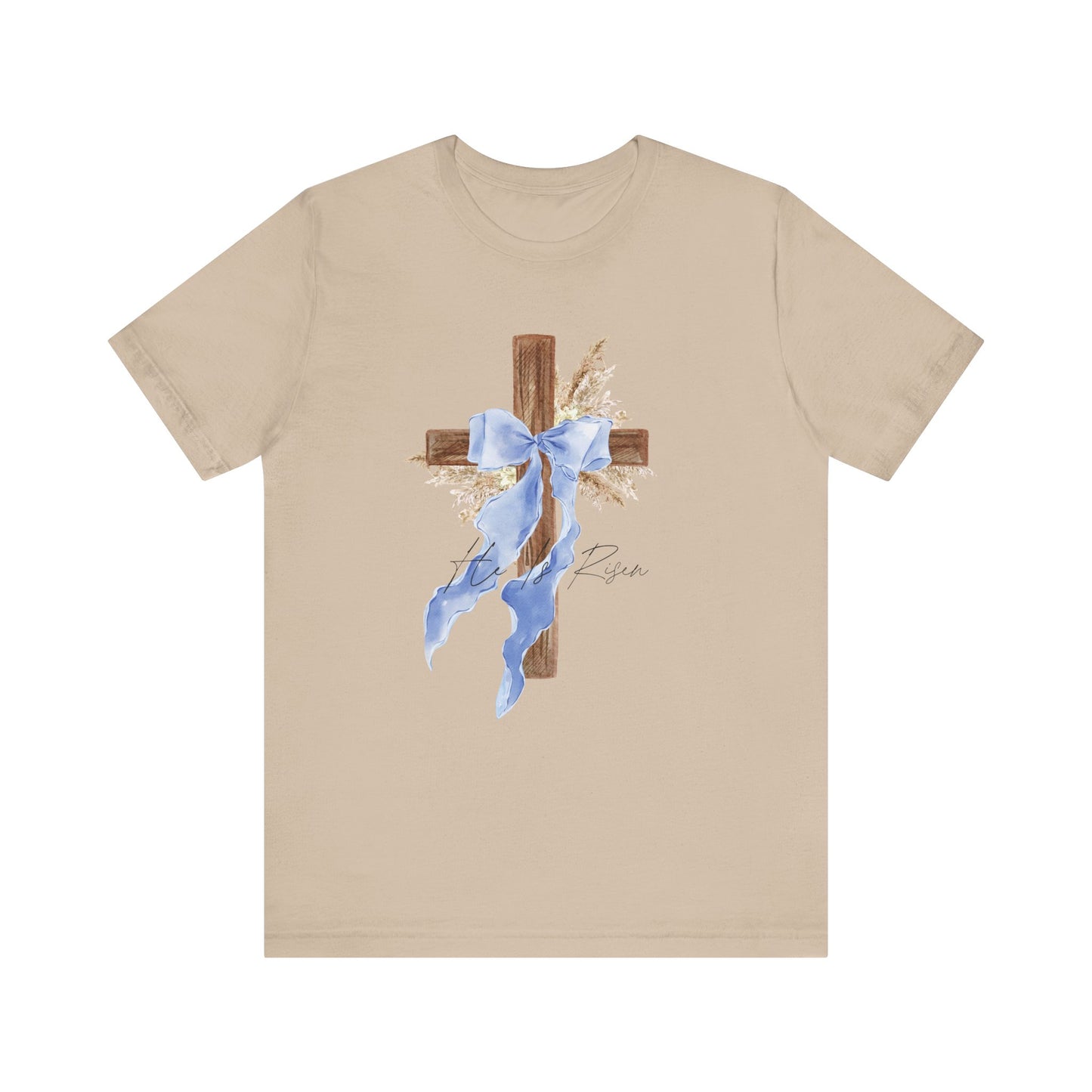 Faith-Inspired Unisex Tee with Cross and Ribbon, Easter Apparel, Christian Apparel, Church Outfit, Religious Tee, Casual Faith Wear