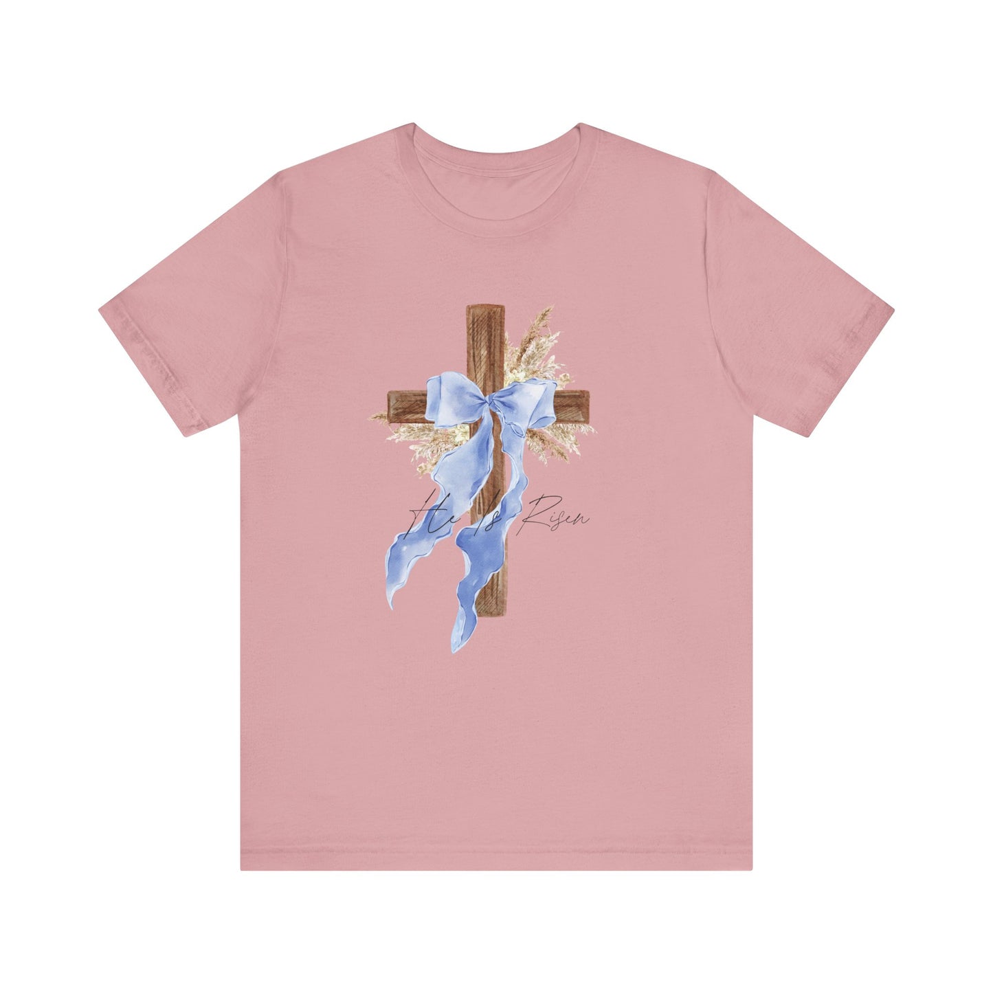 Faith-Inspired Unisex Tee with Cross and Ribbon, Easter Apparel, Christian Apparel, Church Outfit, Religious Tee, Casual Faith Wear