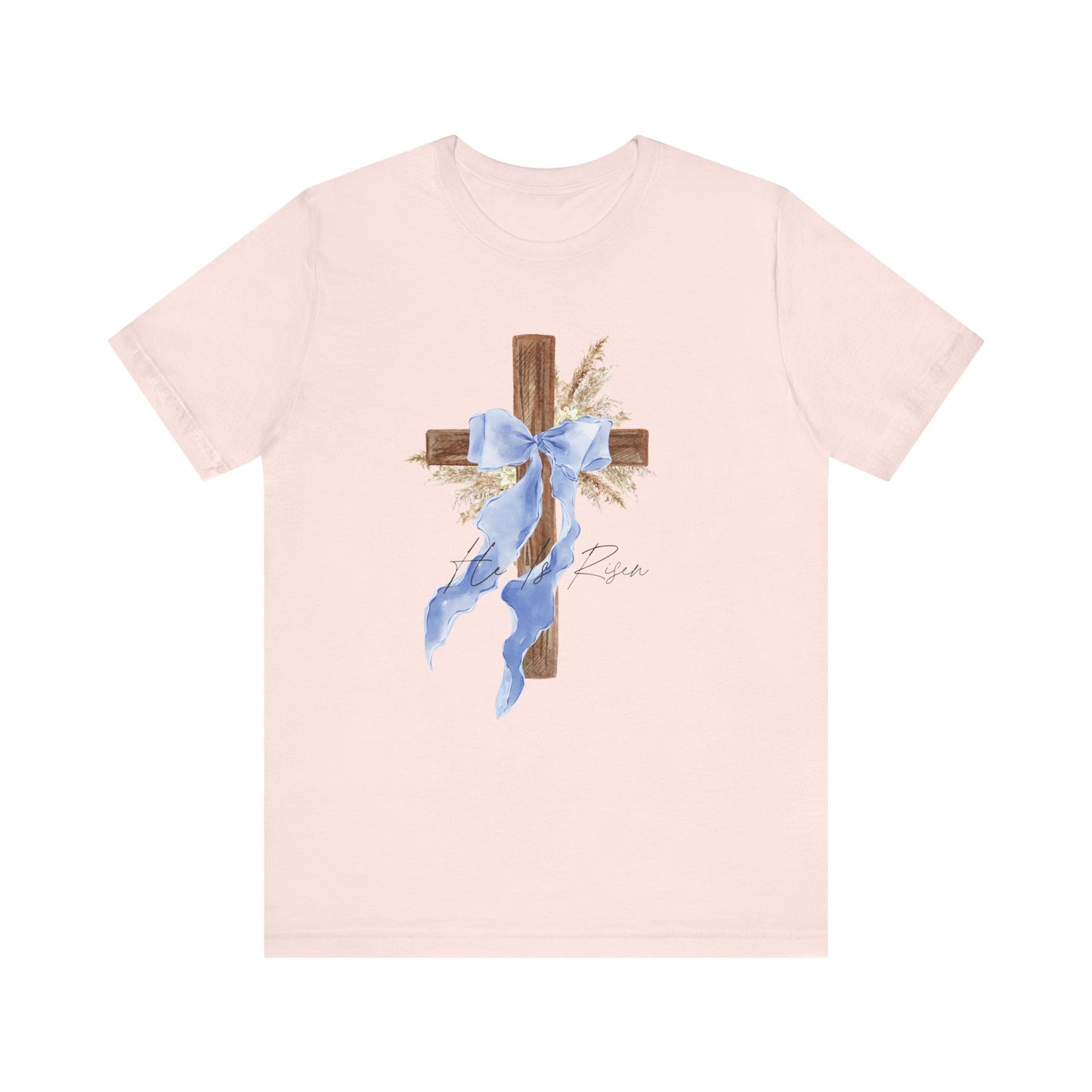 Faith-Inspired Unisex Tee with Cross and Ribbon, Easter Apparel, Christian Apparel, Church Outfit, Religious Tee, Casual Faith Wear