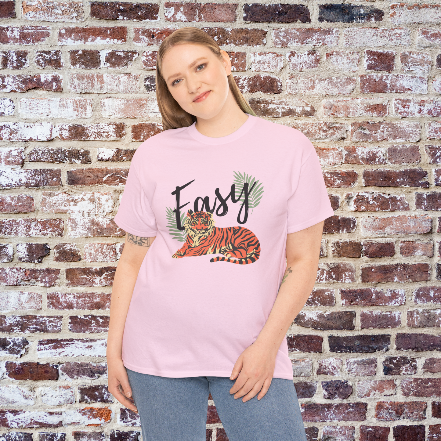 Easy Tiger Logo Unisex Tee, Palm Leaves Graphic Shirt, Botanical Print Top, Nature Lover Gift