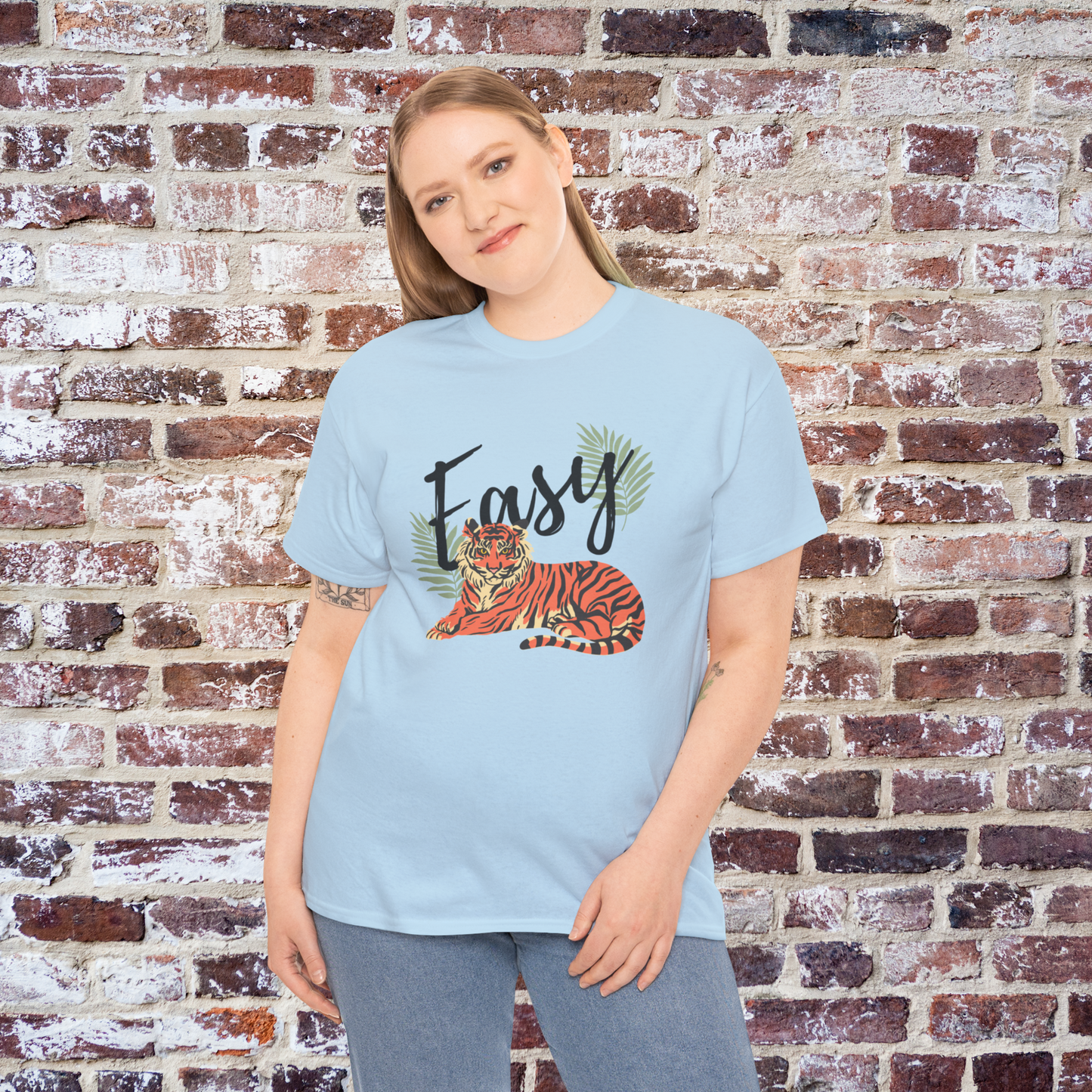 Easy Tiger Logo Unisex Tee, Palm Leaves Graphic Shirt, Botanical Print Top, Nature Lover Gift