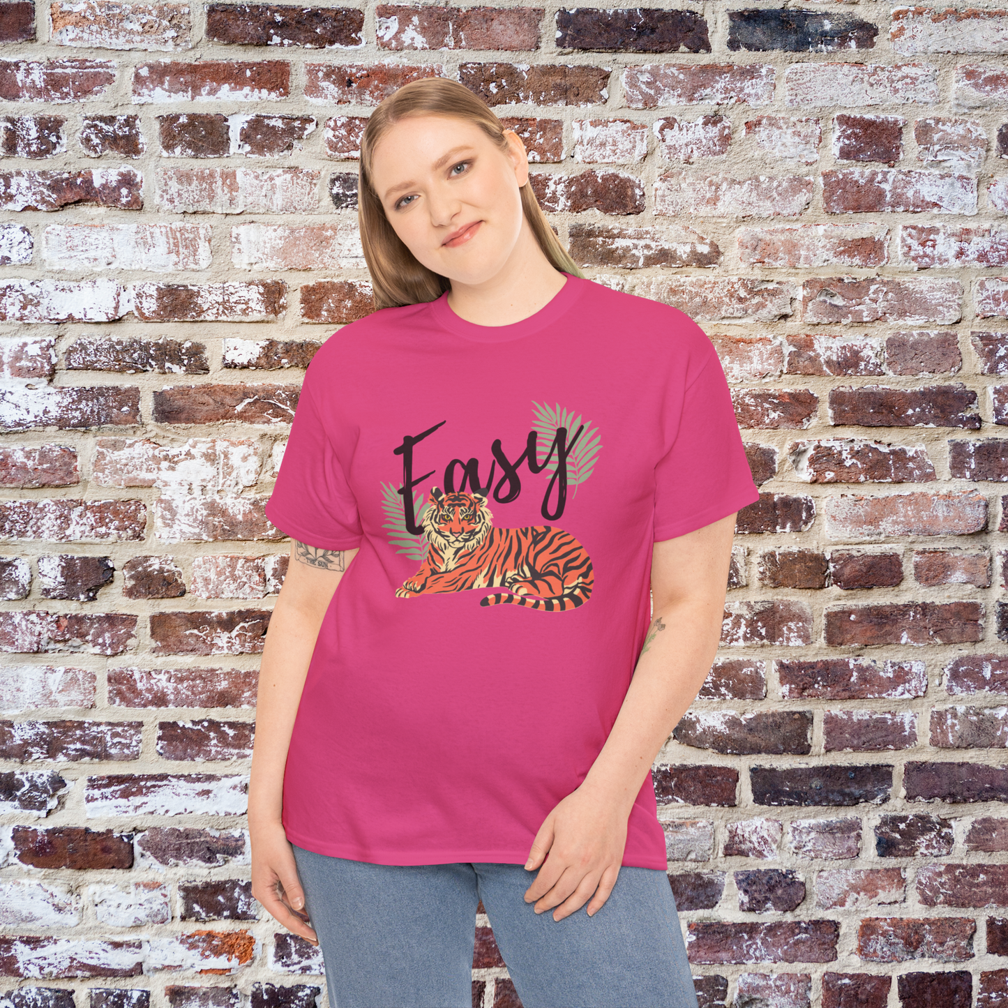 Easy Tiger Logo Unisex Tee, Palm Leaves Graphic Shirt, Botanical Print Top, Nature Lover Gift