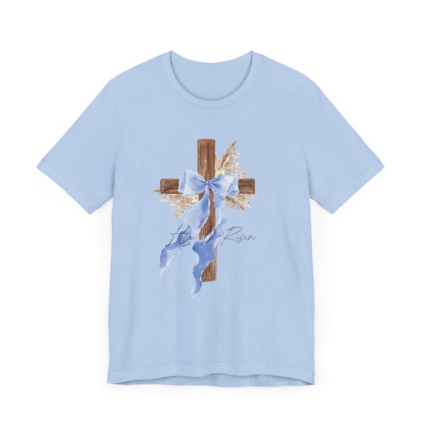 Faith-Inspired Unisex Tee with Cross and Ribbon, Easter Apparel, Christian Apparel, Church Outfit, Religious Tee, Casual Faith Wear