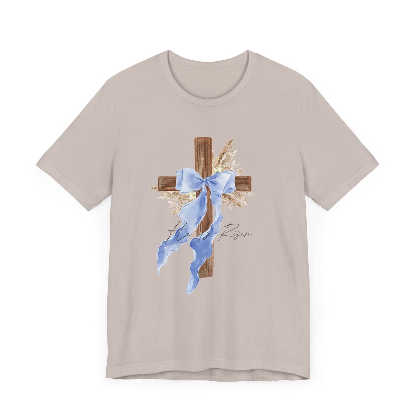 Faith-Inspired Unisex Tee with Cross and Ribbon, Easter Apparel, Christian Apparel, Church Outfit, Religious Tee, Casual Faith Wear