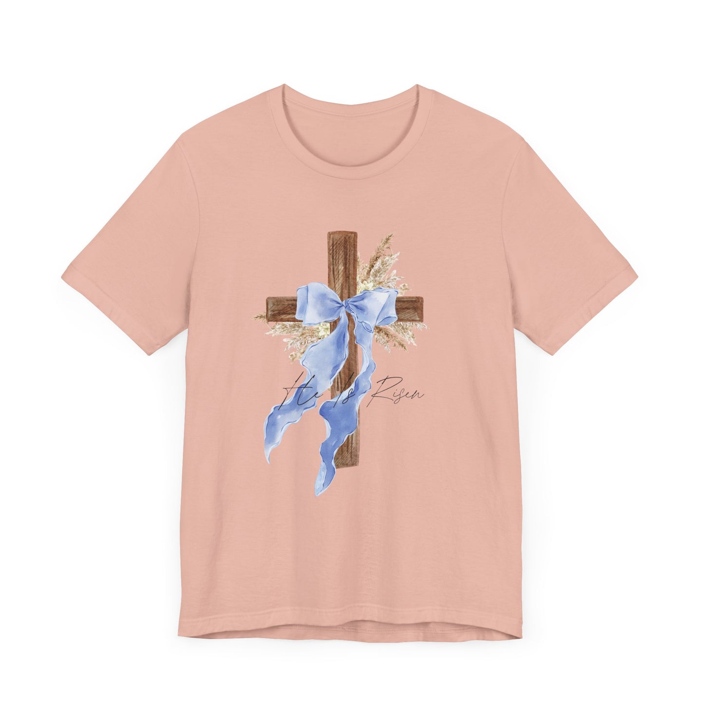 Faith-Inspired Unisex Tee with Cross and Ribbon, Easter Apparel, Christian Apparel, Church Outfit, Religious Tee, Casual Faith Wear