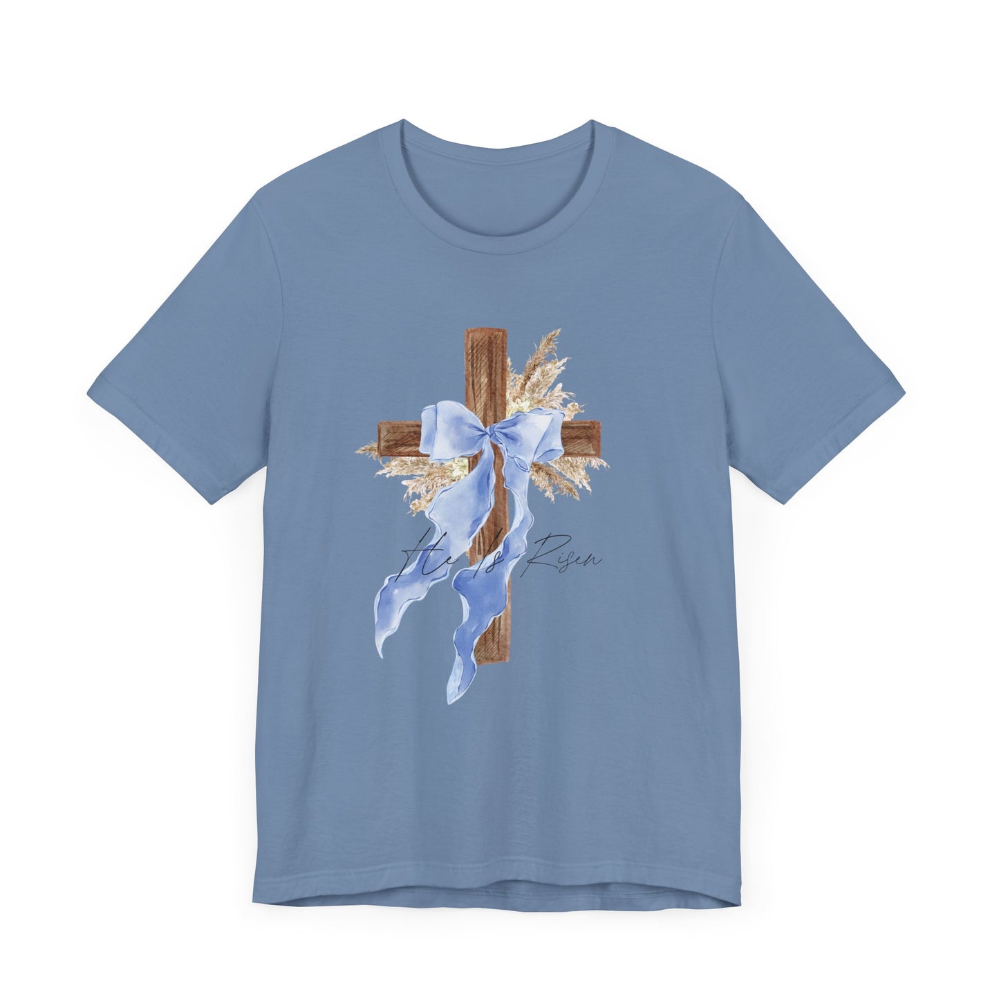 Faith-Inspired Unisex Tee with Cross and Ribbon, Easter Apparel, Christian Apparel, Church Outfit, Religious Tee, Casual Faith Wear