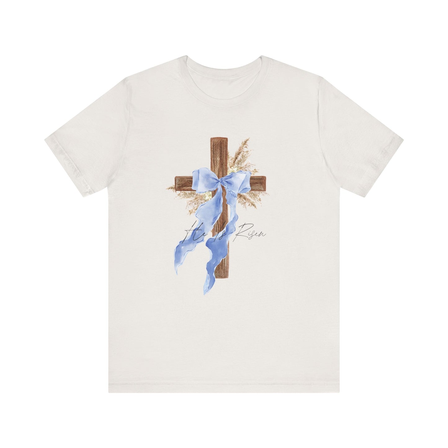 Faith-Inspired Unisex Tee with Cross and Ribbon, Easter Apparel, Christian Apparel, Church Outfit, Religious Tee, Casual Faith Wear
