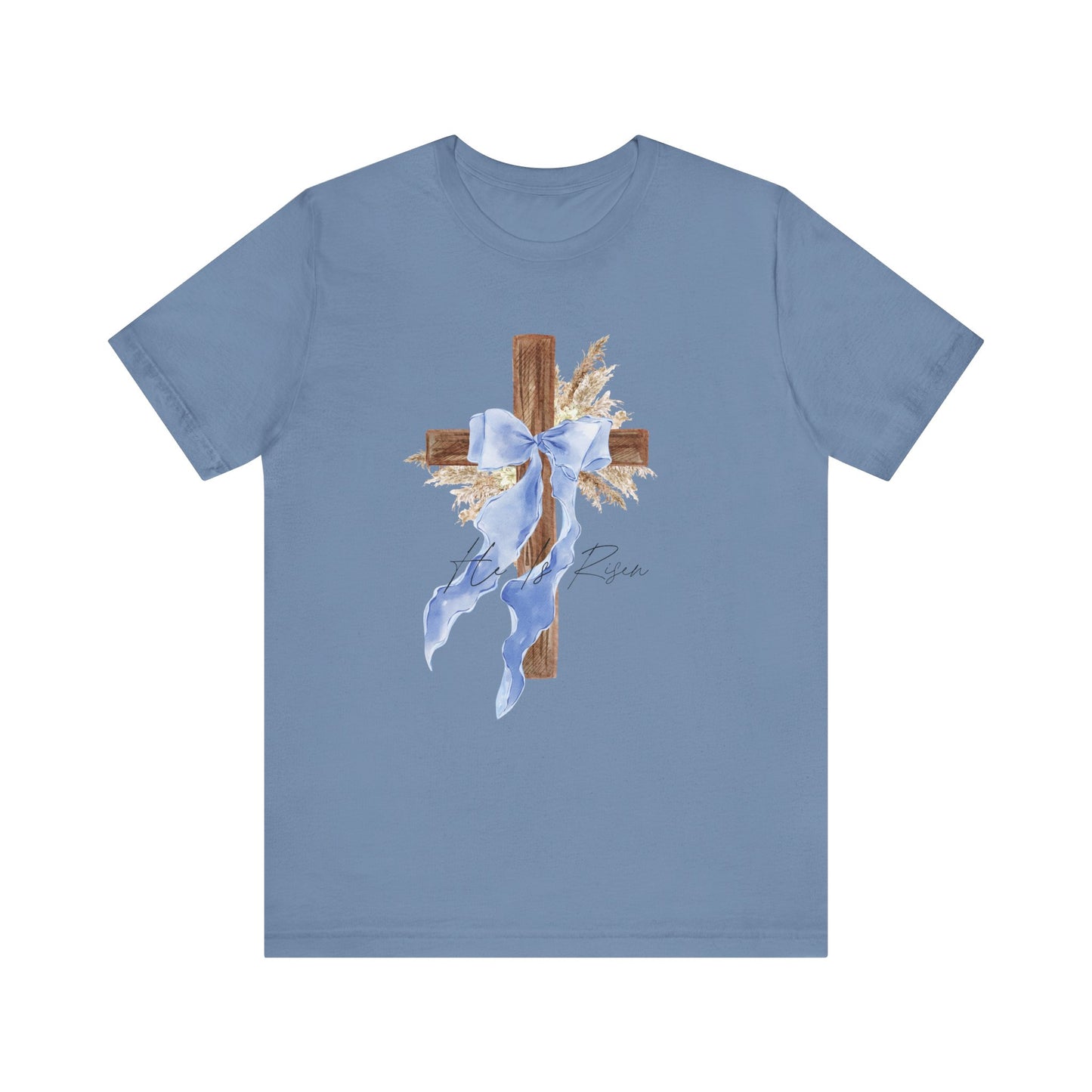 Faith-Inspired Unisex Tee with Cross and Ribbon, Easter Apparel, Christian Apparel, Church Outfit, Religious Tee, Casual Faith Wear