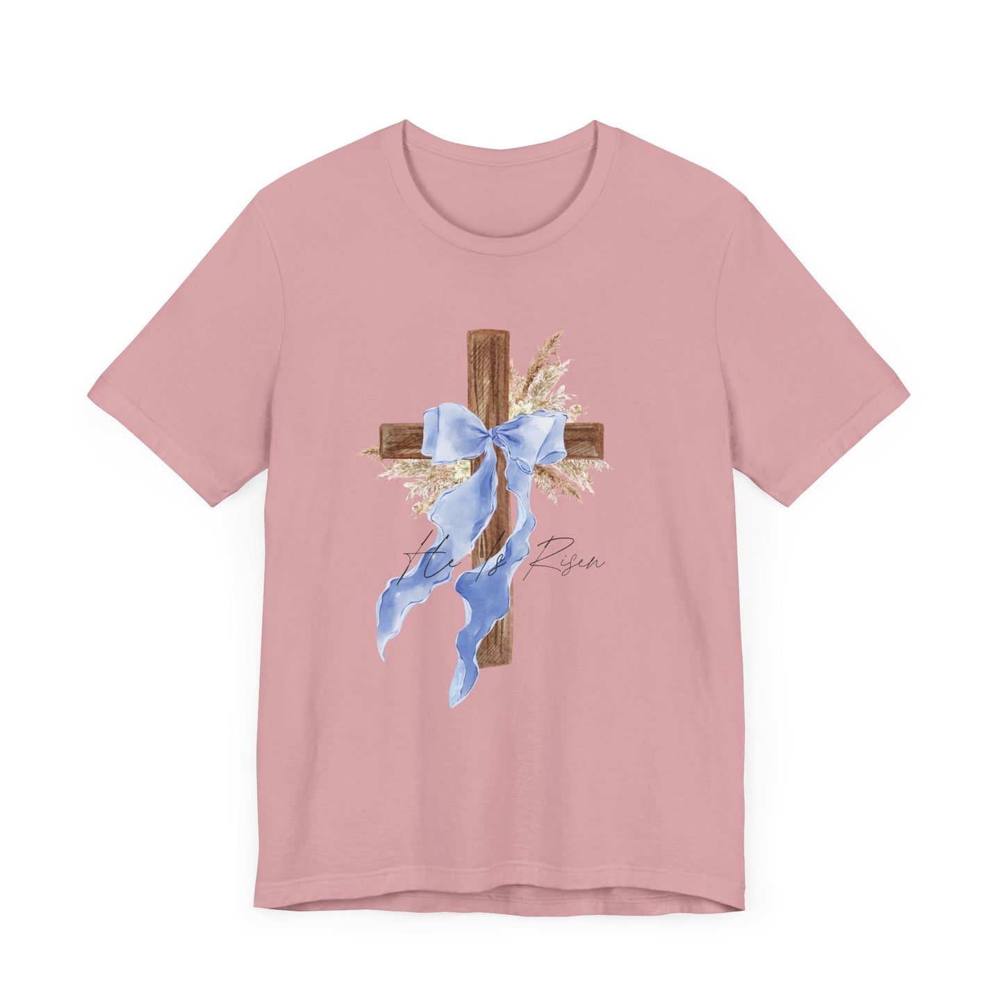 Faith-Inspired Unisex Tee with Cross and Ribbon, Easter Apparel, Christian Apparel, Church Outfit, Religious Tee, Casual Faith Wear