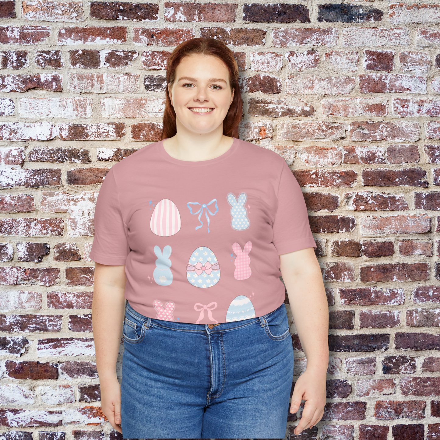 Easter Tee Shirt, Girly Tee Shirt, Bunny Tee Shirt, Bow Tee Shirt, Women's Tee Shirt, Spring Tee Shirt, Dainty Minimalist Tee Shirt, Gifts For Her