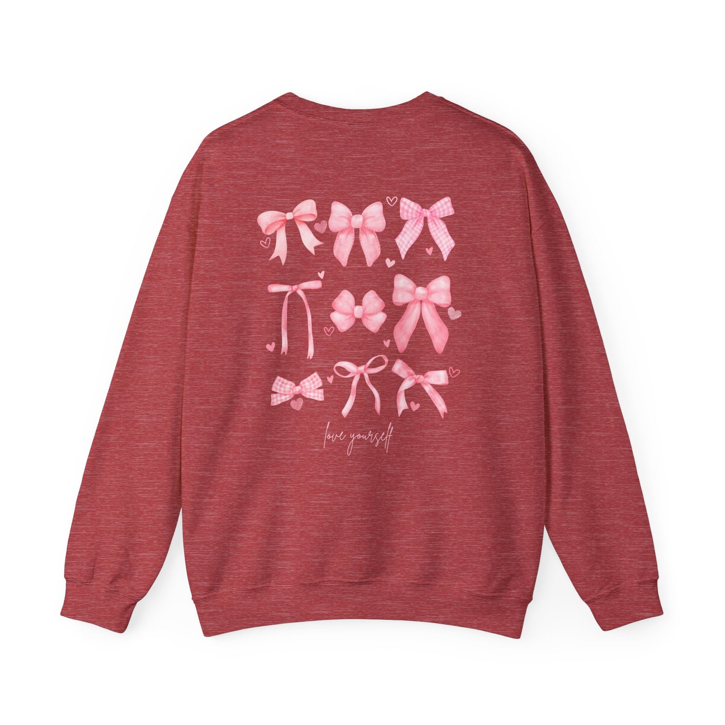 Women's Valentine Sweatshirt, Heart with Bows Sweatshirt, Bow Sweatshirt, Heart Sweatshirt, Valentine's Day Sweatshirt, Gift for Her