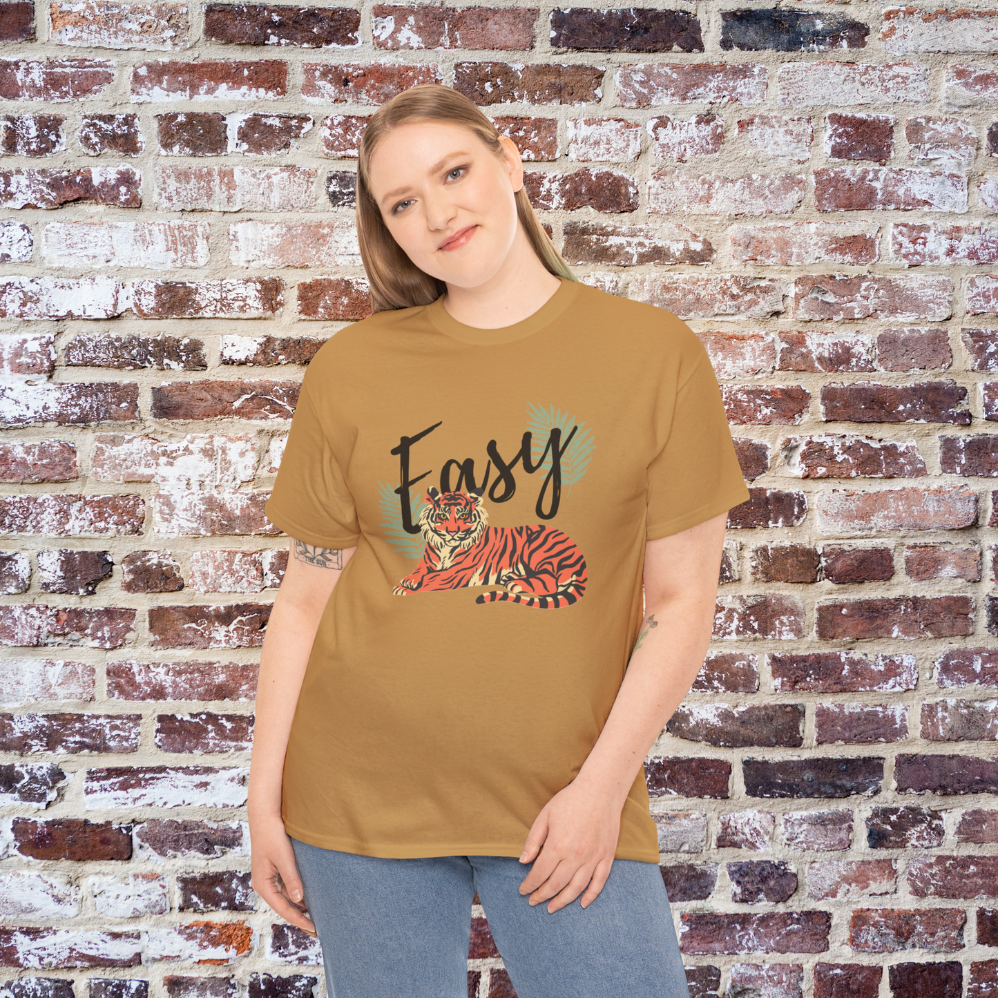 Easy Tiger Logo Unisex Tee, Palm Leaves Graphic Shirt, Botanical Print Top, Nature Lover Gift