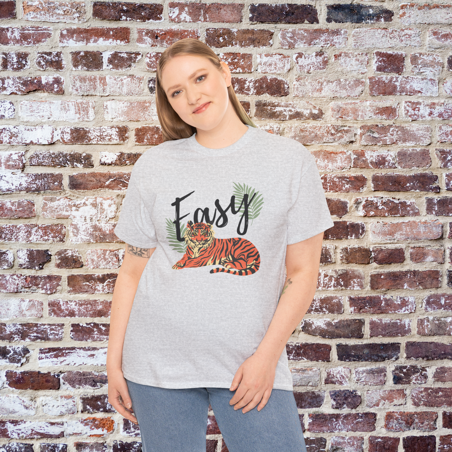 Easy Tiger Logo Unisex Tee, Palm Leaves Graphic Shirt, Botanical Print Top, Nature Lover Gift