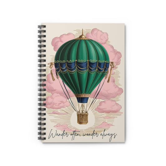 Vintage Hot Air Balloon Spiral Notebook - Wander Often, Wonder Always