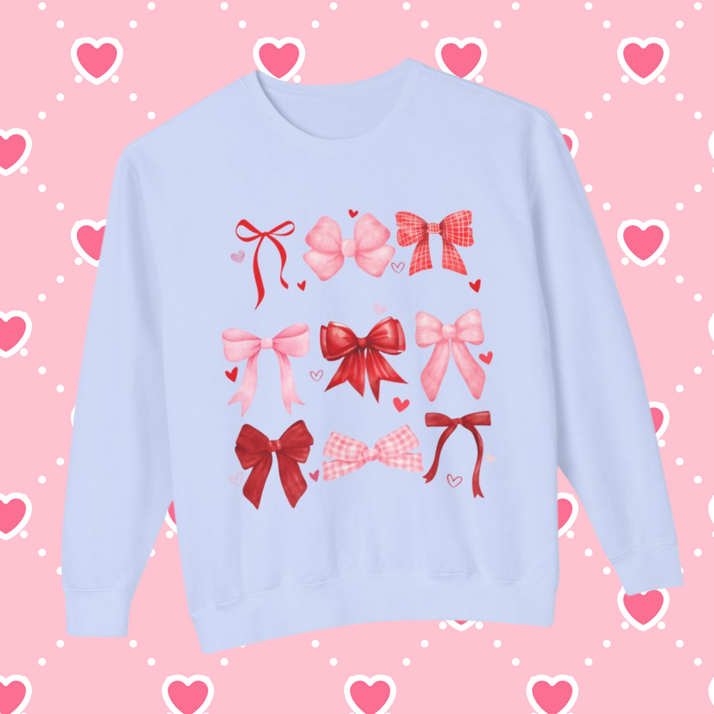 Comfort Color Sweatshirt, Women's Valentine's Day Sweatshirt, Valentine's Day Shirt, Heart Sweatshirt, Bow Sweatshirt, Gift For Her