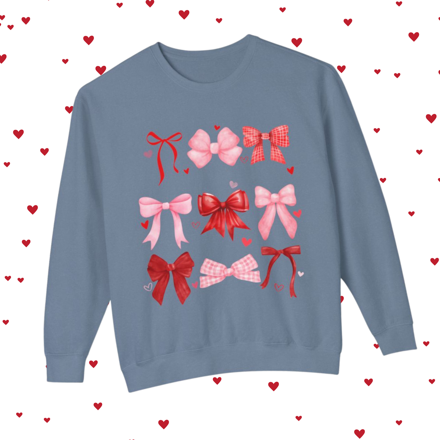 Comfort Color Sweatshirt, Women's Valentine's Day Sweatshirt, Valentine's Day Shirt, Heart Sweatshirt, Bow Sweatshirt, Gift For Her