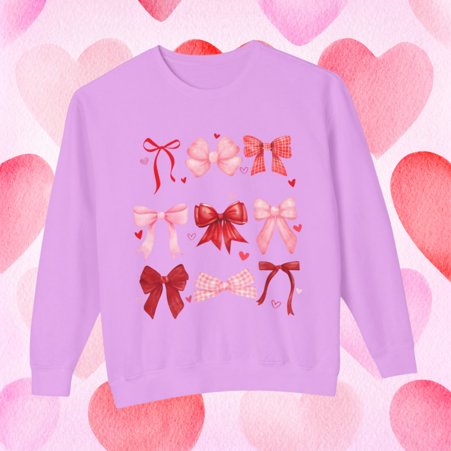 Comfort Color Sweatshirt, Women's Valentine's Day Sweatshirt, Valentine's Day Shirt, Heart Sweatshirt, Bow Sweatshirt, Gift For Her