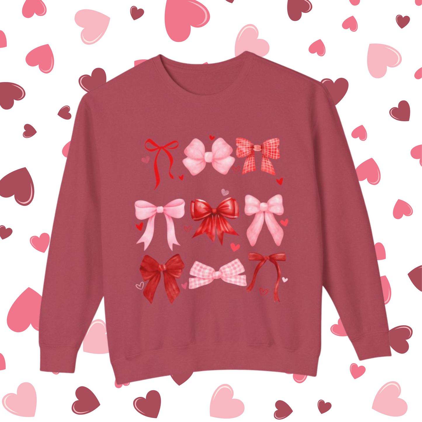 Comfort Color Sweatshirt, Women's Valentine's Day Sweatshirt, Valentine's Day Shirt, Heart Sweatshirt, Bow Sweatshirt, Gift For Her