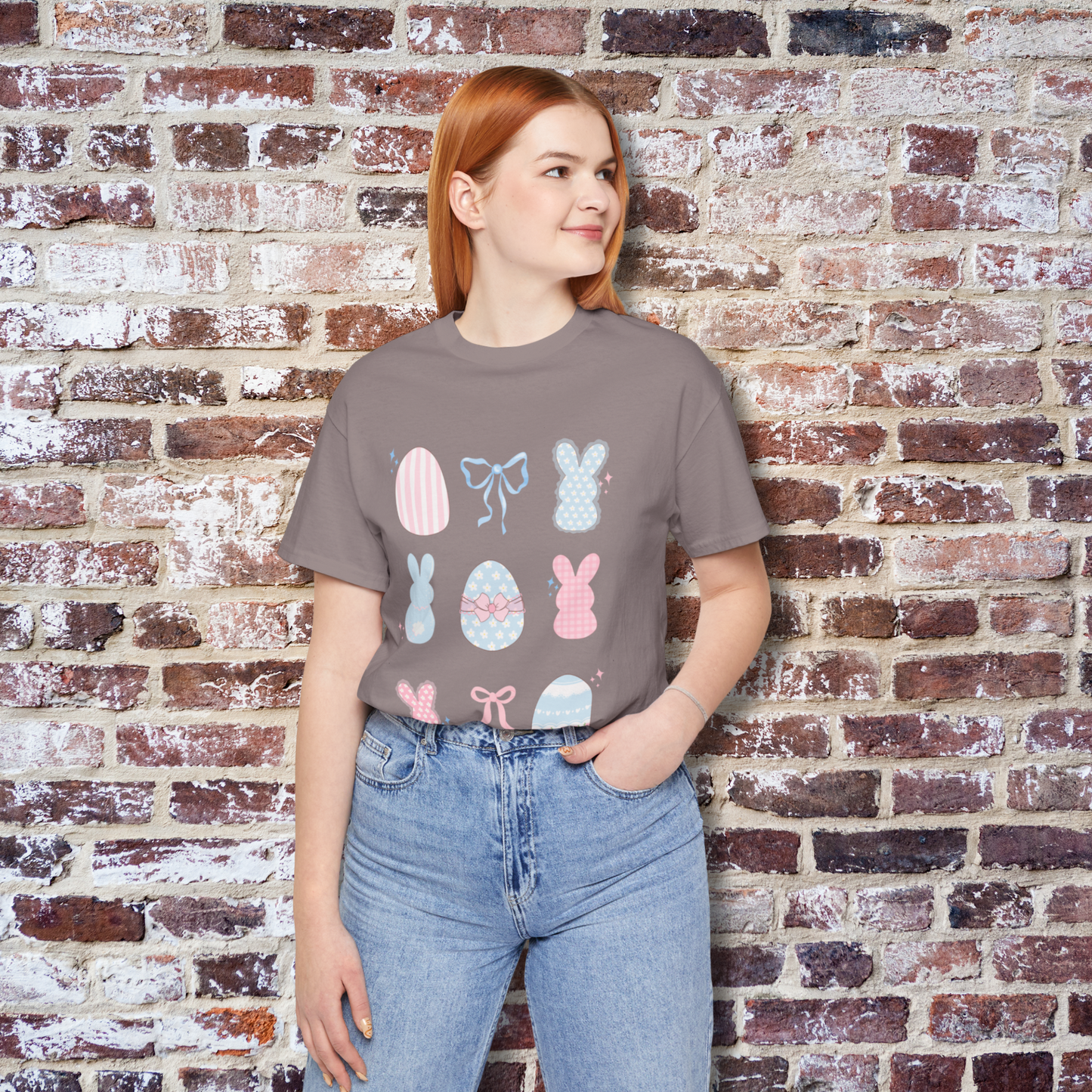 Easter Tee Shirt, Girly Tee Shirt, Bunny Tee Shirt, Bow Tee Shirt, Women's Tee Shirt, Spring Tee Shirt, Dainty Minimalist Tee Shirt, Gifts For Her