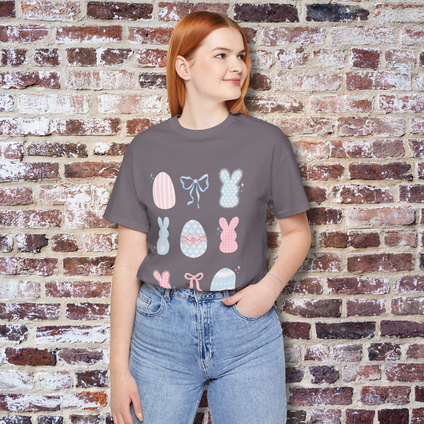 Easter Tee Shirt, Girly Tee Shirt, Bunny Tee Shirt, Bow Tee Shirt, Women's Tee Shirt, Spring Tee Shirt, Dainty Minimalist Tee Shirt, Gifts For Her